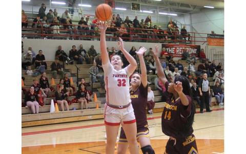 Press photo/Will Woolever - Senior Meliah Mason attempts a short jump shot versus Jay M. Robinson on Tom Raby Court Feb. 24.