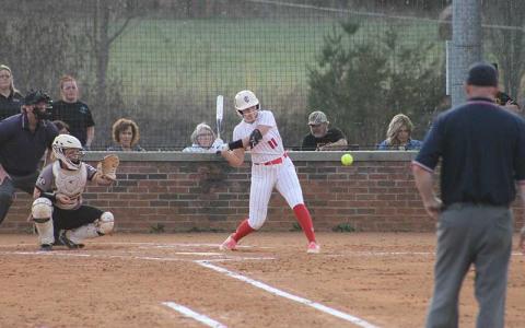 Press photo/Will Woolever - Kendall Rumans looks a ball in versus Murphy March 4. The senior has four home runs through just Franklin’s first five games.