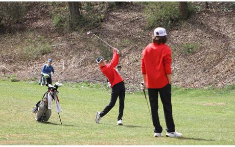 Press file photo - Bryce Bradley tracks his ball’s flight down the first fairway at the Franklin Golf Course last month. 