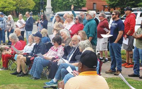 Press photo/Shelby Powell - People gathered for National Day of Prayer on May 7 in downtown Franklin.