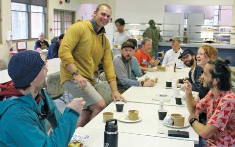 Press photo/Shelby Powell - Teams participating in the Smoky Mountain Relay stopped for a free breakfast hosted by Cowee School volunteers. Each member of this team was from the Southeast, with members from Bryson City, Chattanooga, Nashville, Sylva and Asheville. 