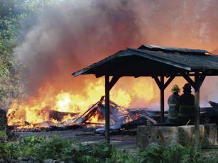 Megan Broome/The Clayton Tribune - The structure at The Oaks Resort in Otto was a total loss.