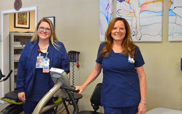 Press photo/Mia Overton - Amanda Pack and Sandy Quinlan help patients pave the path to wellness as part of Angel Medical Center’s cardiac and pulmonary rehabilitation department.