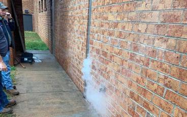 Photo submitted - A smoke test at Macon Middle School detected leaks in vent pipes, which causes a methane odor in the school. It is thought the pipes were never correctly connected at the time of construction.