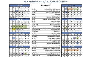 Graphic/Macon County Schools. The approved 2023-24 calendar; the full calendar can be found on the Macon County Schools website.