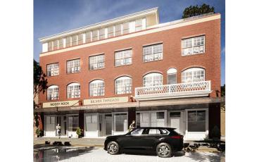 Rendering/Town of Franklin - Rendering of the Scott-Griffin Hotel on Main Street shows the exterior view of the building.