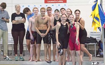 Photo courtesy of Amy Ballard - Members of Panther swim and dive are pictured at the 3A West Regional in Charlotte Feb. 3. 