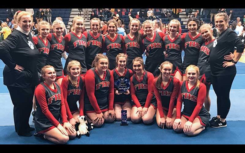 Photos submitted-Franklin’s cheerleading team featured an entire roster full of newcomers to competing on varsity. The Panthers finished 2nd at a regional pre-state tournament in October. Front row, from left: Abbie Passmore, Belle Reale, Madison Phillips, Katy Nettles, Katilyn Henry, Brielle Perry, Zoe Berkstresser. Back row: coach Bonnie Peggs, Madison Lowe, Sierra Kreis, Mackenzie Hughes, Lylian Foutty, Christa Perry, Kaylan Foutty, Kassidy Mixer, Lexi Hoyt, Michelle Perez, Alivia Gibbs, coach Lynn Baker