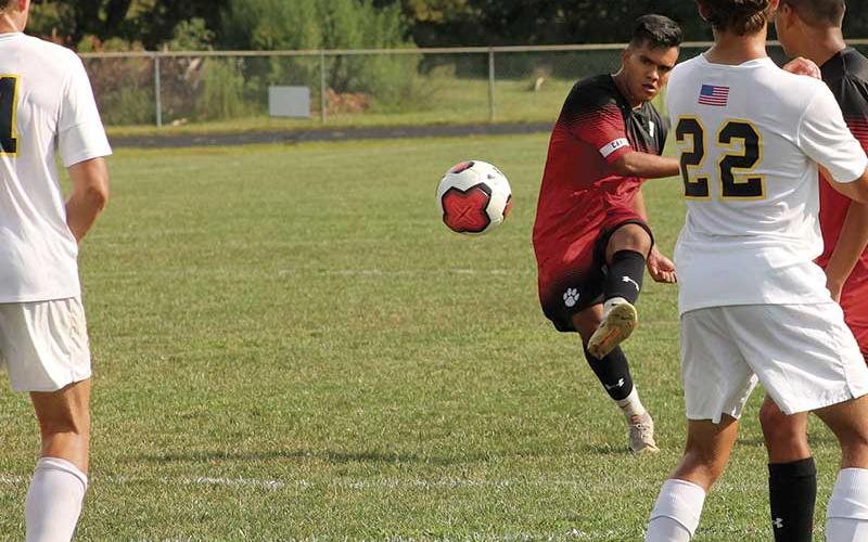 Press file photo - Juan Gomez possesses a “rocket left foot” according to Franklin soccer coach Matt Kolodzik, which will serve him well at the next level. 